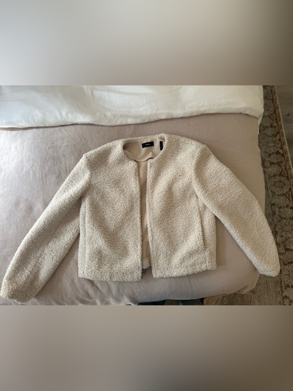 Theory Cream Sherpa Zip Jacket
